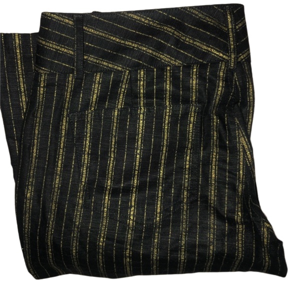 NWOT- Alice + Olivia Black & Gold Pinstripe Flare Leg Pants - Picture 5 of 6